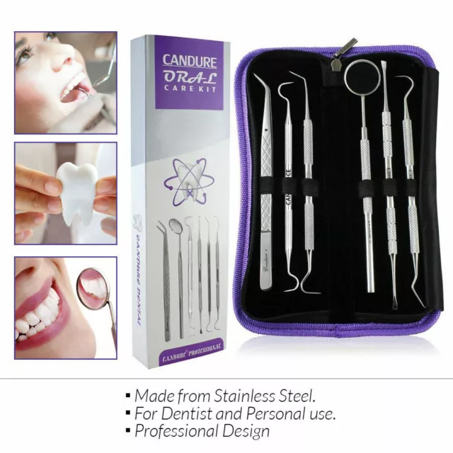 Dental Teeth Whitening Hygiene Tarter Floss Plaque Remover Mirror Probe Kit