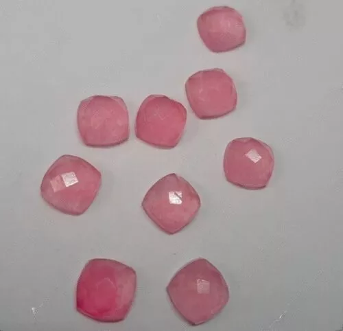 50 piezas Gran lote natural rosa jade 5 mm cushion checker cortar piedra preciosa suelta 3