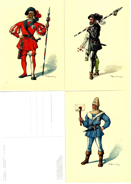 Set mit 13 Postkarten: Standesläufer der alten Orte, aus PTT-MUSEUM Bern Schweiz