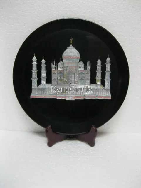 12 Inches Taj Mahal Design Inlay Work Plate Marble Collectible plate for Hallway