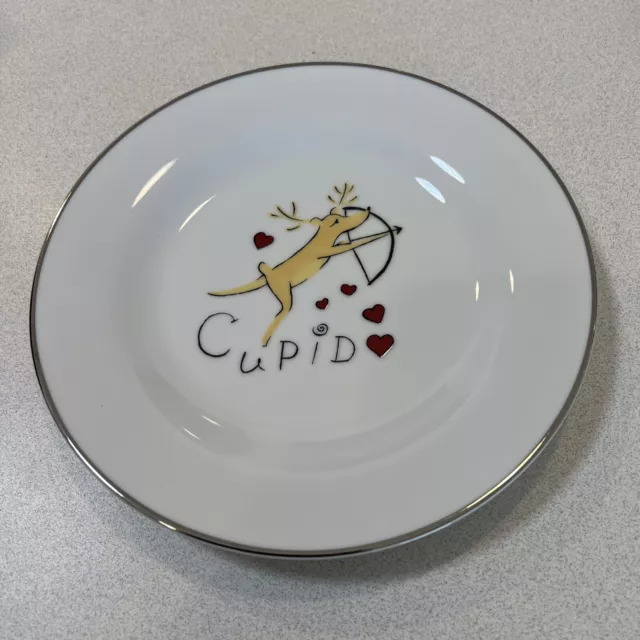 Pottery Barn Christmas Reindeer Cupid 8.5” Plate Made In Japan Retired