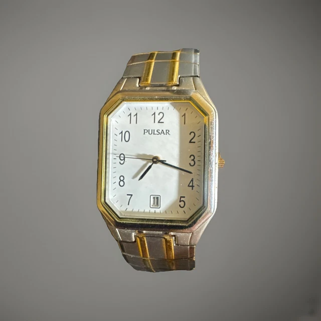 PULSAR V250-5390 GOLD Tone Quartz Analog Men display picture 3