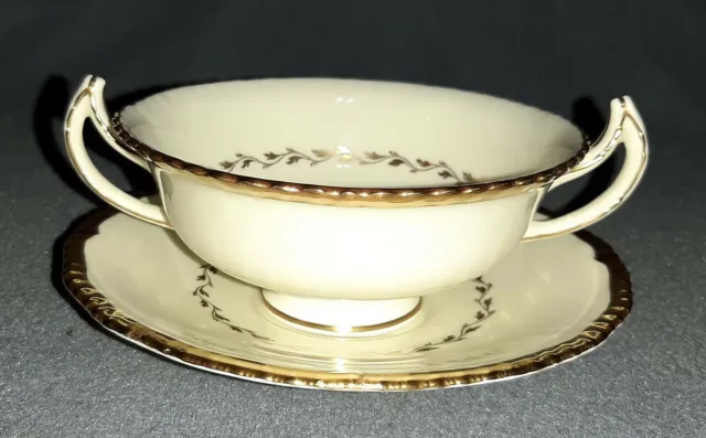 Royal Doulton Bone China - Belvedere - Cream Soup Cup / Bowl and Saucer Set