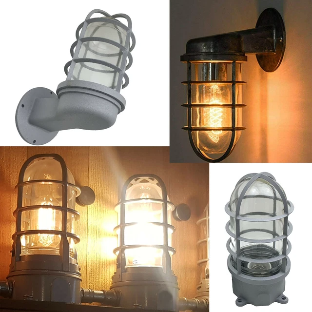 Vintage Antiguo Aplique Luz Industrial Fundido Aluminio Pared Retro Lámpara