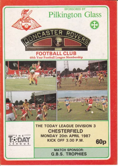 Doncaster Rovers v Chesterfield programme, Division 3, April 1987