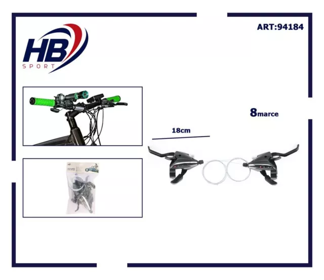 Coppia Comandi Cambio Bici + Leve Freno Per Bicicletta Manopole 8 Velocità dfh