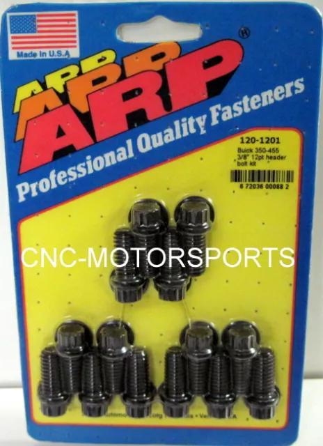 Arp Header Bolt Kit 120-1201 Buick 350 455 3/8 Black Oxide 12 Point Head