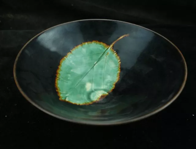 15 cm Chinese Jizhou Kiln Porcelain Bowl Old Pottery Leaves Bowl