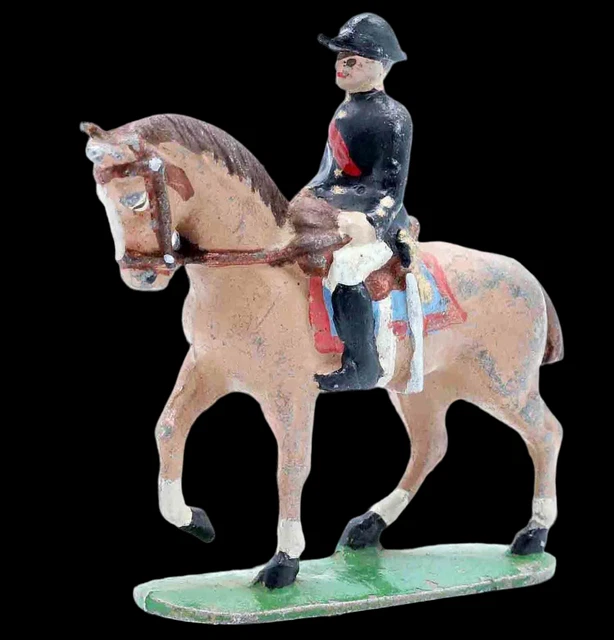 Figurine Quiralu : Cavalier Général à Cheval, Képi Rouge, Aluminium Peint, 78mm