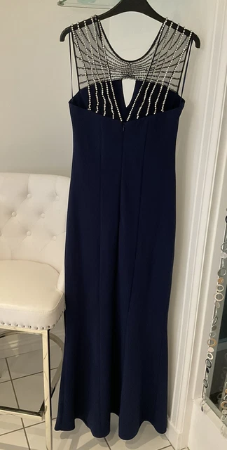 BNWT QUIZ NAVY blue silver diamante long fitted Cocktail Ball Prom