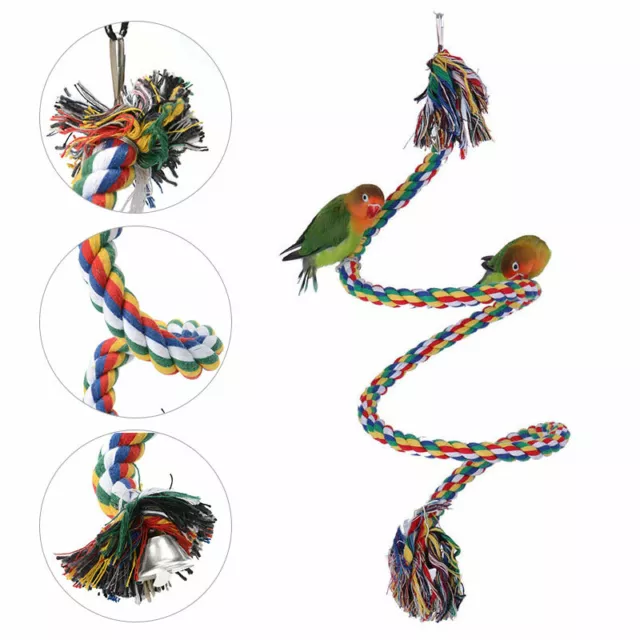 Pet Bird Rope Perches Parrot Hanging Swing Comfy Perch Bungees For Birds Toy AU