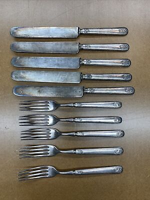 Antique 1835 R. Wallace Silverware Set Knives Forks Silver Plate Flatware