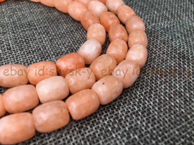9x11mm Natural Orange Jade Gemstone Barrel Cylinder Loose Beads 15'' Strand