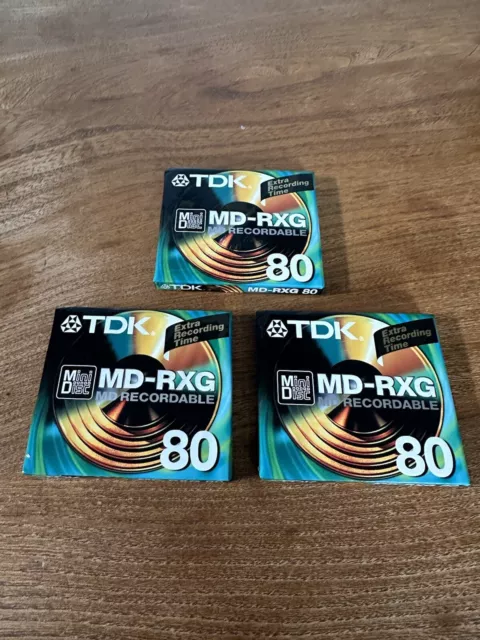 3 x TDK MD-80 Minidisc - MD-RXG80EB 80 MIN Recordable Audio Music NEW & SEALED