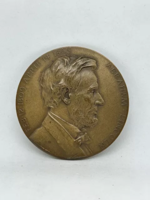 Vintage 1930's Lincoln Exonumia Bronze Medal by Metallic Art Co ~ 69 mm