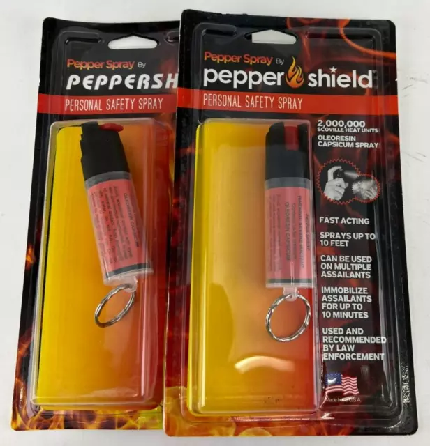 2 Pack Lot Pepper Spray Personal Defense Safety Shield Key Chain