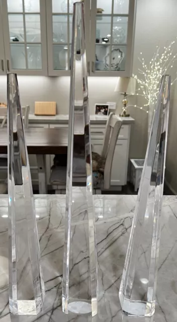 MCM Set of 3 Lucite Acrylic Obelisk Monuments 2 Sizes ~ Herb Ritts Astrolite