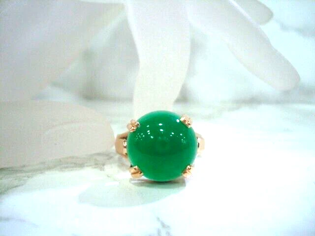 BAGUE CHRISOPRASE 5 CTS OR JAUNE 14 KT 585/000  POIDS 6.50 gr DOIGT 57  R79338