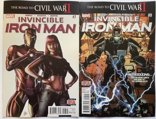 Invincible Iron Man #7 + #9 (2016) 1st Cameo & Full Appearance Riri Williams