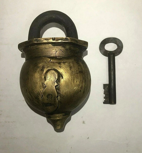 Altes Vintage-Einzigartiges Vorhängeschloss Mit Schlüssel Aus Massivem...