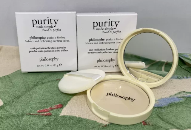 LOT OF 2 Philosophy Purity Made Simple Shield Perfect Flawless Powder .38 oz NIB