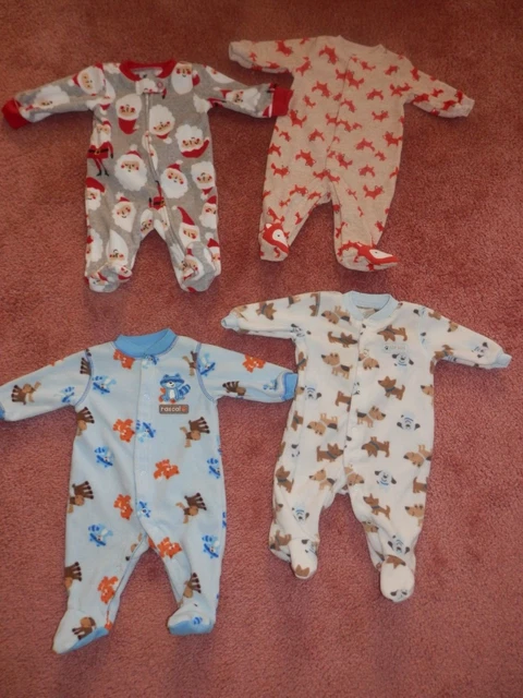 Lot Baby Boy Fleece Footed Blanket Sleepers Size Newborn Carters