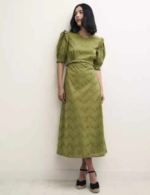 Nobody’s Child ASOS Marks & Spencer Felicia Broderie Midi Dress 12 Green RRP £75