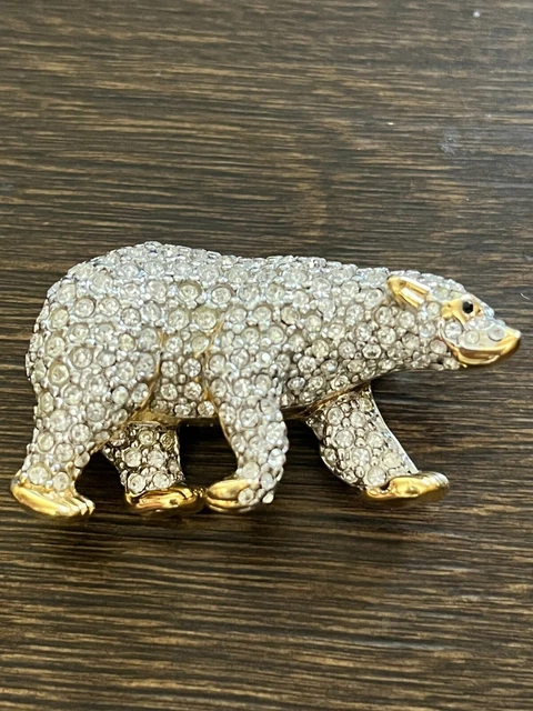 Swan Signed Pave' Crystal Swarovski Polar Bear Pin / Brooch Swan Signed Pave' Crystal Swarovski Polar Bear Pin / Brooch