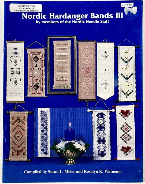 1995 Nordic Needle Nordic Hardanger Bands III libro de patrones bordado de colección 13940