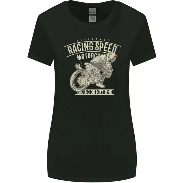 Motorcycle Racing Biker Skull Motorbike Womens Wider Cut T-Shirt