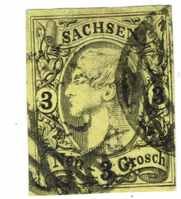 Briefmarke Sachsen Michel Nr. 11 3 drei Neu Groschen gestempelt