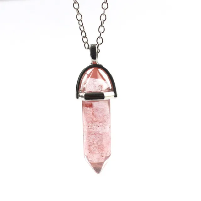 Natural Gemstone Necklace Chakra Stone Pendant Energy Healing Crystal with Chain 2