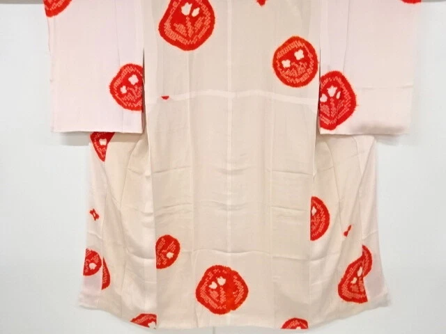 6830472: Japanese Kimono / Antique Juban / Kinsha / Shibori / Flower
