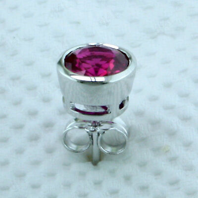 1Ct Natural Pink Ruby Men's Solitaire Stud Earrings 14k White Gold Plated Silver
