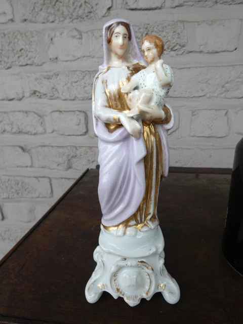 ANTIQUE FRENCH VIEUX paris old porcelain madonna figurine statue £170. ...