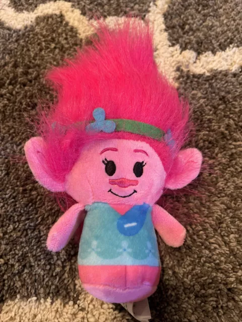 Hallmark Itty Bittys Poppy Trolls Stuffed 6" Plush Doll - Pink Flowers EUC