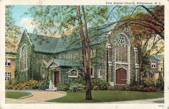 First Baptist Church Ridgewood New Jersey NJ Linen 1939 Postcard