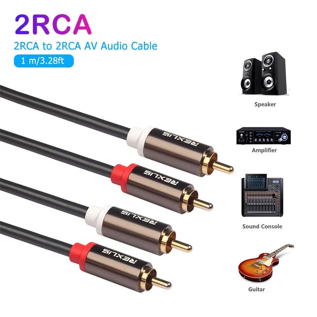 2RCA to 2 RCA Male to Male Gold-Plated Audio Cable for Home DVD TV (1 m)