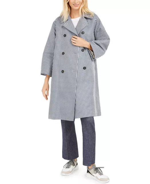 Weekend Max Mara Women's Checked Trench Coat Blue Size 10