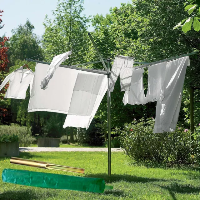 Rotary Airer 4 Arm Clothes Garden Washing Line Dryer 50M Folding Outdoor Drying