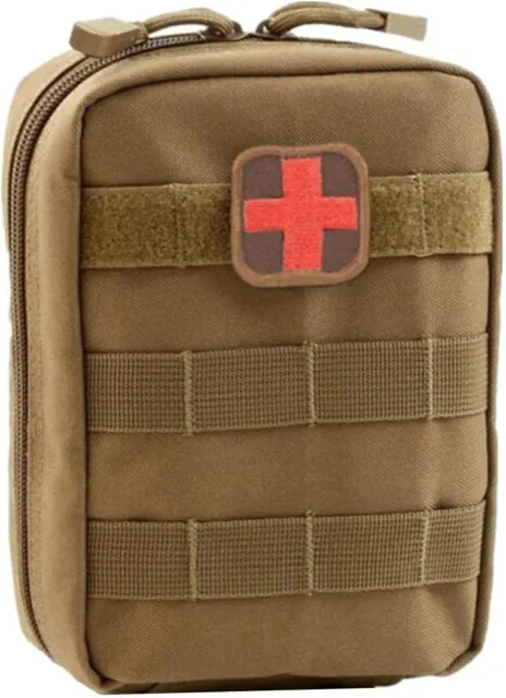 Taktische Erste Hilfe Tasche mit Rotkreuz Patch Molle Pouch Tan Khaki Airsoft