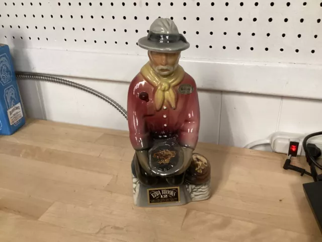 EZRA BROOKS Bourbon Whiskey Decanter Gold Rush Miner - Heritage China 1969 empty