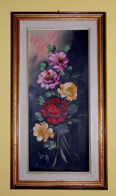 Dipinto natura morta Fiori Firmato Sonia Cornice dorata