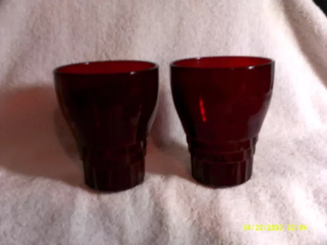 Vtg Anchor Hocking Royal Ruby Red Glass Windsor 10 Oz Tumblers Pair Lot Of 2 Mcm