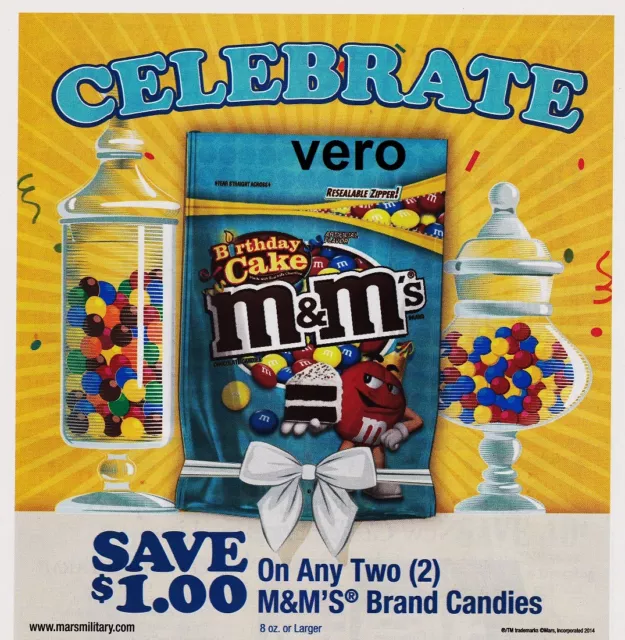 2014 print ad M&M's CELEBRATE birthday cake mms M&M candy magazine advert red