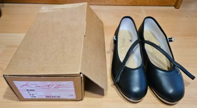Katz black P.U. Low Heels Girls Bar Tap shoes size UK 5