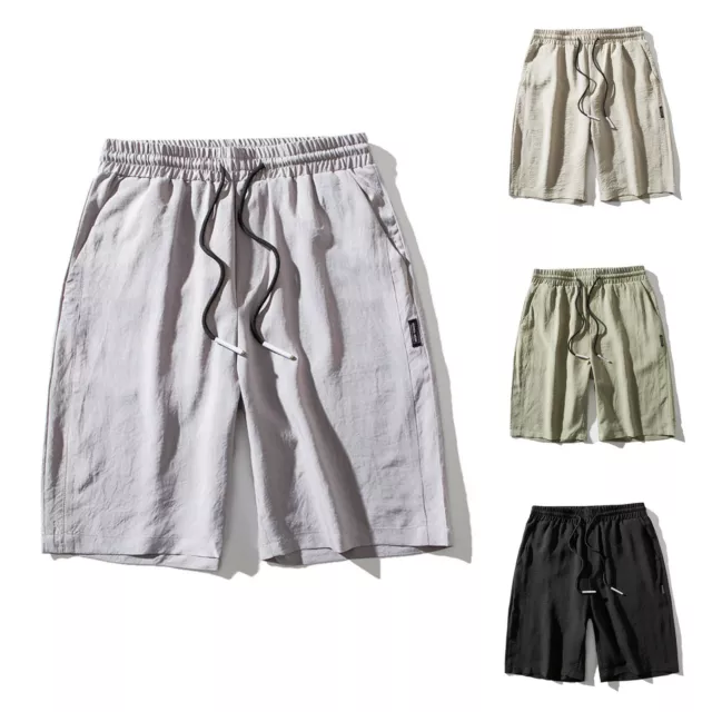 Mens Casual Elastic Waist Cargo Shorts Relaxed Fit Outdoor Pocket Work Shorts