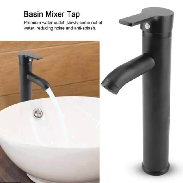 Robinet mitigeur Lavabo Évier Bassin en acier inoxydable Noir Salle de Bain