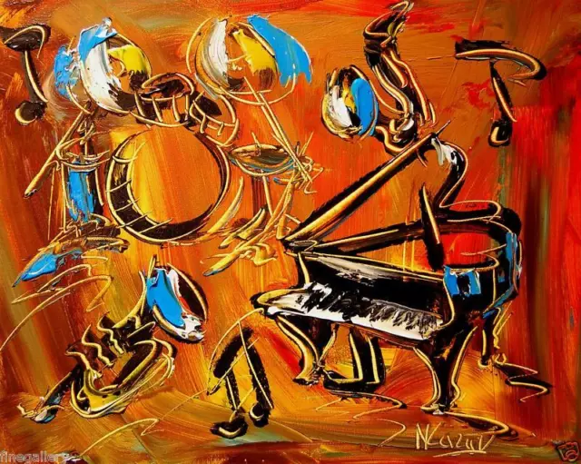 Jazz Music Modern Abstract Original Painting Stretched Canvas  Fine Art Ndfb