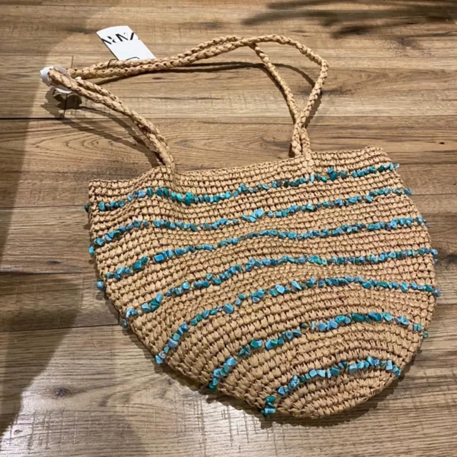 ZARA NEW STRAW Bag With Rounded Handles Wicker Black Beach Blogger Love 43.99 PicClick UK